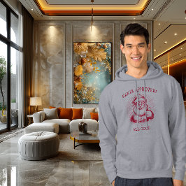 レトロサンタフード付きスウェットシャツ-ヴィンテージハーフトーンクリスマス パーカ