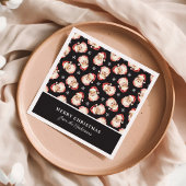 レトロサンタブラックパーソナライズされたネームクリスマス スタンダードカクテルナプキン