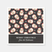 レトロサンタブラックパーソナライズされたネームクリスマス スタンダードカクテルナプキン (正面)