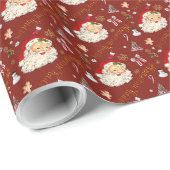 レトロサンタブルガンディーレッドフェスティバルチャーム ラッピングペーパー (ロールコーナー)