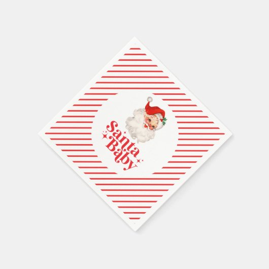 レトロサンタベビークリスマスベビーシャワー スタンダードカクテルナプキン (角)