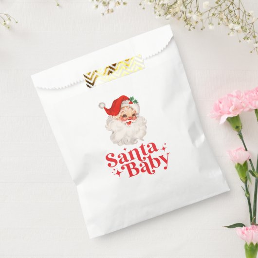 レトロサンタベビークリスマスベビーシャワー フェイバーバッグ (封をした状態)