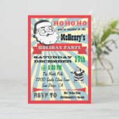 レトロサンタホリデーパーティー招待状 招待状 (スタンド正面)