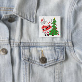 レトロサンタホリデーTシャツとギフト 缶バッジ (インサイチュ)