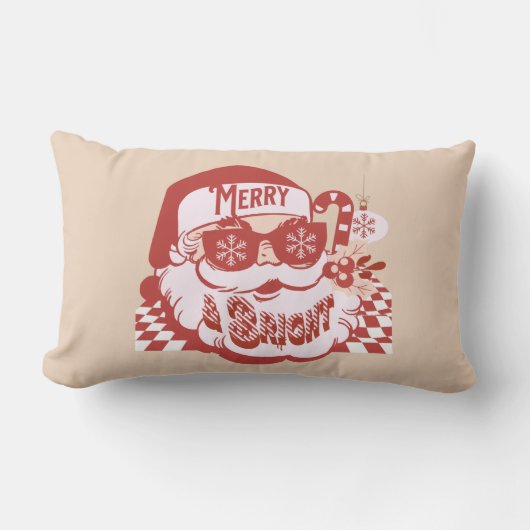 レトロサンタメリーとブライト・グルービー ランバークッション (正面)