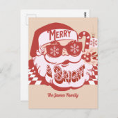 レトロサンタメリーと明るいグルービークリスマス ポストカード (正面/裏面)