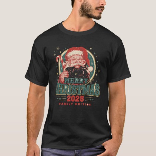 レトロサンタメリークリスマスファミリーシャツ2025 Tシャツ (正面)