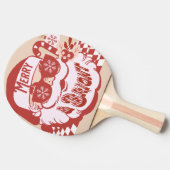 レトロサンタメリーブライトクリスマスピンクレッド 卓球ラケット (横)