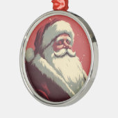 レトロサンタヴィンテージイラストレーション メタルオーナメント (左)