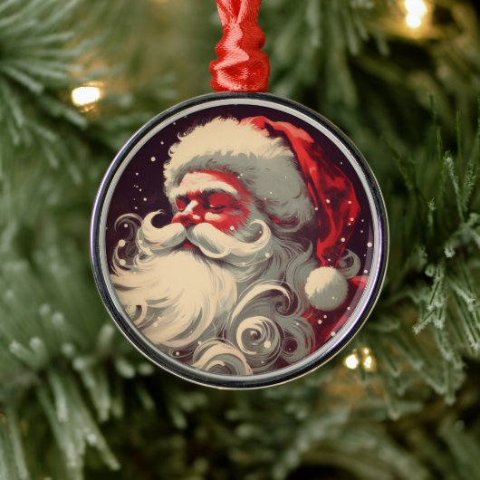 レトロサンタヴィンテージイラストレーション メタルオーナメント (ツリー)