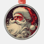 レトロサンタヴィンテージイラストレーション メタルオーナメント (正面)