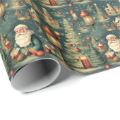 レトロサンタ教会クリスマスツリーズランタン ラッピングペーパー (ロールコーナー)
