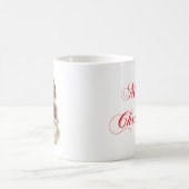 レトロサンタ顔とメリークリスマスグリーティング コーヒーマグカップ (中央)