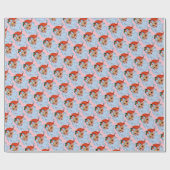 レトロサンタ顔クリスマスピンク ラッピングペーパー (フラット)