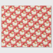 レトロサンタ顔クリスマスラッピング紙 ラッピングペーパー (フラット)