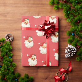 レトロサンタ顔クリスマスラッピング紙 ラッピングペーパー