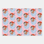 レトロサンタ顔クリスマス ラッピングペーパーシート (正面2)