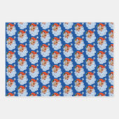 レトロサンタ顔クリスマス ラッピングペーパーシート (正面3)