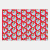 レトロサンタ顔クリスマス ラッピングペーパーシート (正面)