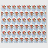 レトロサンタ顔クリスマス ラッピングペーパー (フラット)