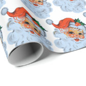 レトロサンタ顔クリスマス ラッピングペーパー (ロールコーナー)