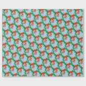 レトロサンタ顔クリスマス ラッピングペーパー (フラット)