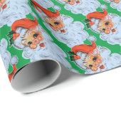 レトロサンタ顔クリスマス ラッピングペーパー (ロールコーナー)