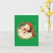 レトロサンタ・クリスマスと新年おめでとう カード (黄色い花)