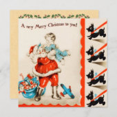 レトロサンタ&スコティドッグスフラットクリスマスカード シーズンカード (正面/裏面)