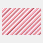 レトロサンタ、スノーフレーク&ピンクストライプ上の ラッピングペーパーシート (正面3)