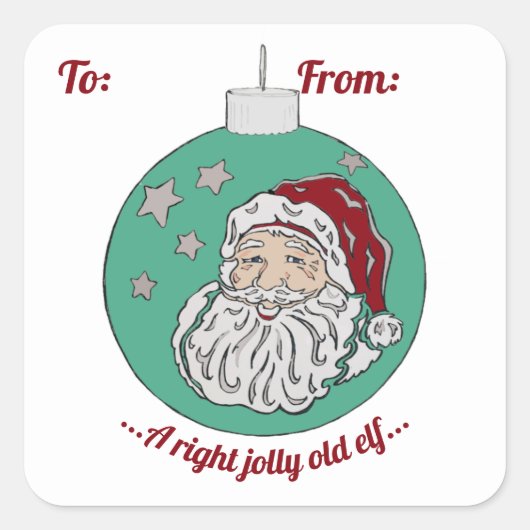 レトロサンタ（緑） スクエアシール (正面)