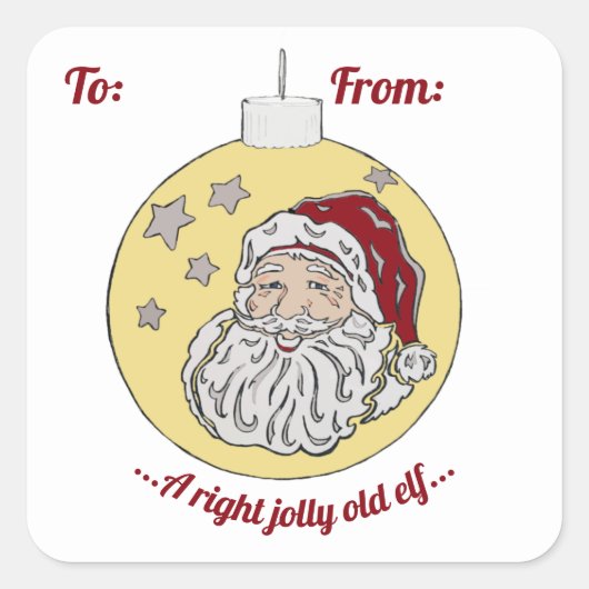 レトロサンタ（黄色） スクエアシール (正面)