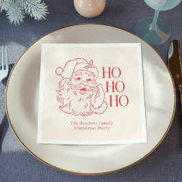 レトロサンタ「Ho Ho Ho」クリスマス スタンダードカクテルナプキン