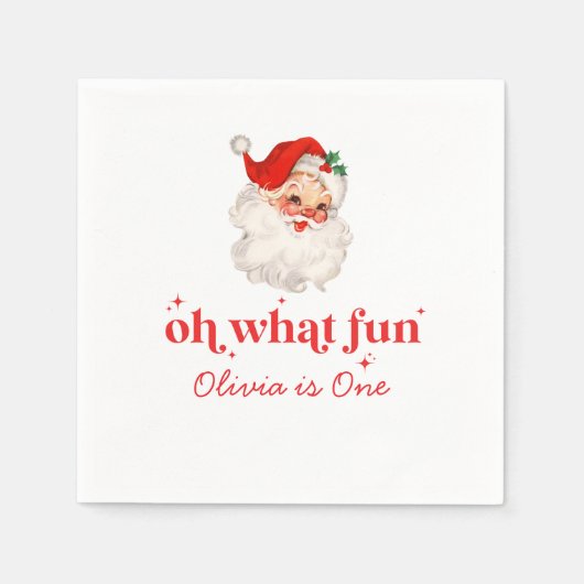レトロサンタOh何おもしろい誕生日 スタンダードカクテルナプキン (正面)