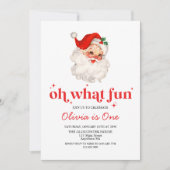 レトロサンタOh何おもしろい誕生日 招待状 (正面)