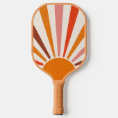 レトロサンバーストサンセットオレンジイエローレッドピンク ピックルボールラケット (裏面)