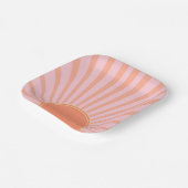 レトロサンバーストサンセットサンライズパステルピンク ペーパープレート (傾斜あり)