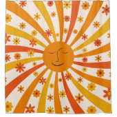 レトロサンヒッパイフラワーサンシャイン シャワーカーテン (正面)