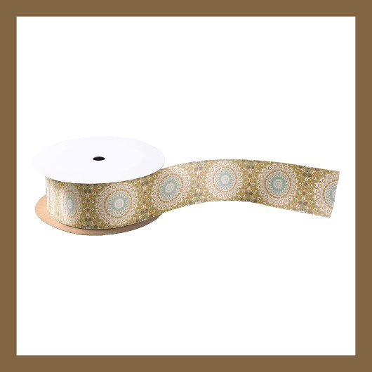 レトロサンライズマンダラ（オレンジ、グリーン、ブラウン） サテンリボン