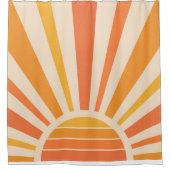 レトロサンレイイエローオレンジシャワーカーテン シャワーカーテン (正面)