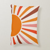 レトロサンレイズバーストサンセットオレンジイエローレッドドーム アクセントクッション (裏面(縦))