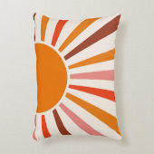 レトロサンレイズバーストサンセットオレンジイエローレッドドーム アクセントクッション (正面(垂直))