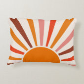 レトロサンレイズバーストサンセットオレンジイエローレッドドーム アクセントクッション (裏面)
