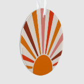 レトロサンレイズバーストサンセットオレンジイエローレッド オーナメント (正面)