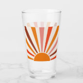 レトロサンレイズバーストサンセットオレンジイエローレッド タンブラーグラス (裏面)