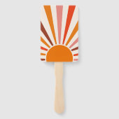 レトロサンレイズバーストサンセットオレンジイエローレッド ハンドファン (裏面)