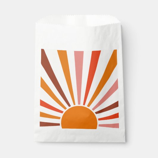 レトロサンレイズバーストサンセットオレンジイエローレッド フェイバーバッグ (正面)