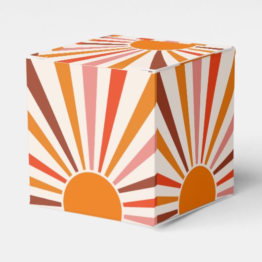 レトロサンレイズバーストサンセットオレンジイエローレッド フェイバーボックス (正面サイド)