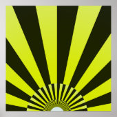 レトロサンレイズバーストサンセットブラックイエロー ポスター (正面)