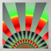 レトロサンレイズバーストサンセットレッドイエローグリーン ポスター (正面)